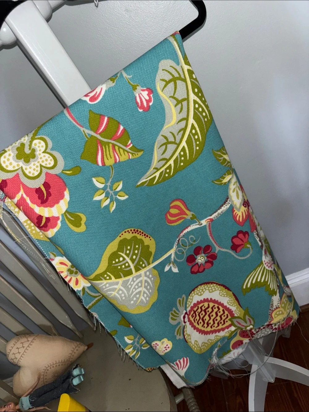 P Kaufman 48 X 48 Decorative Teal Floral fabric remnant